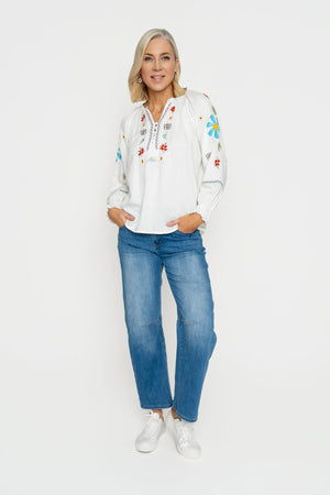 Carraig Donn Ecru Embroidered Top
