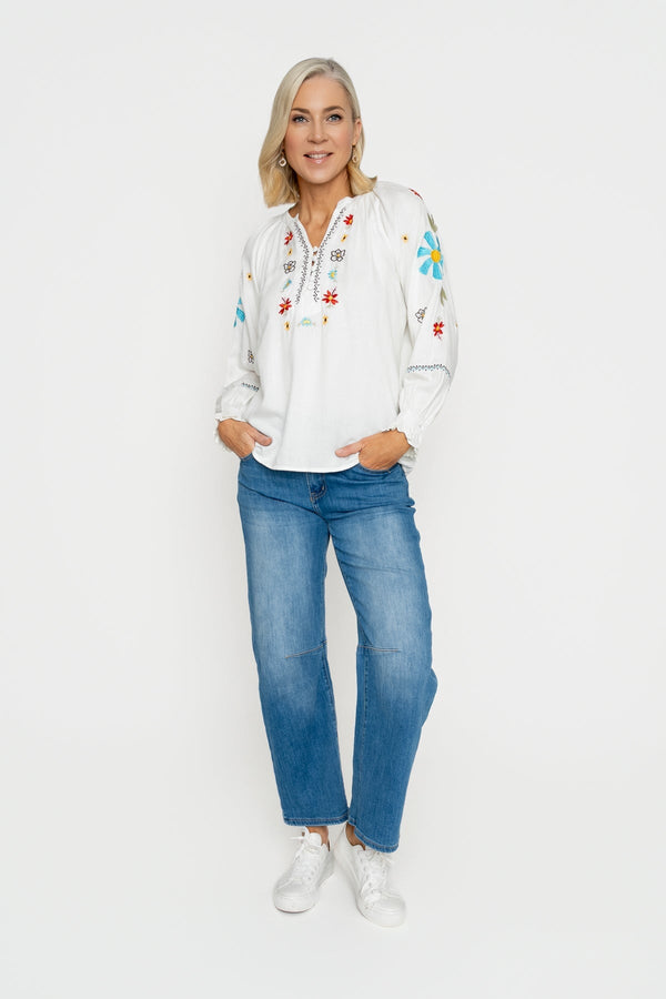 Carraig Donn Ecru Embroidered Top