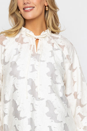 Carraig Donn Ecru Frill Neck Lace Top