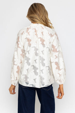 Carraig Donn Ecru Frill Neck Lace Top
