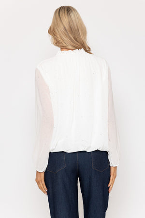 Carraig Donn Ecru High Neck Top With Glitter