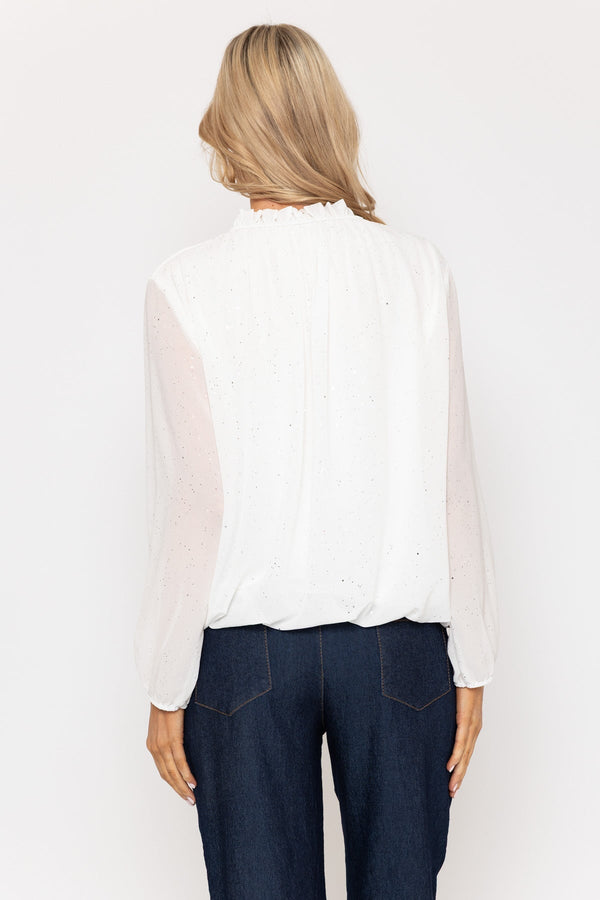 Carraig Donn Ecru High Neck Top With Glitter