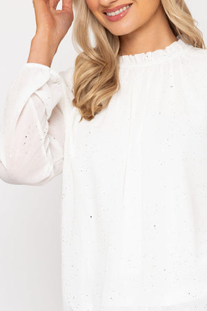 Carraig Donn Ecru High Neck Top With Glitter