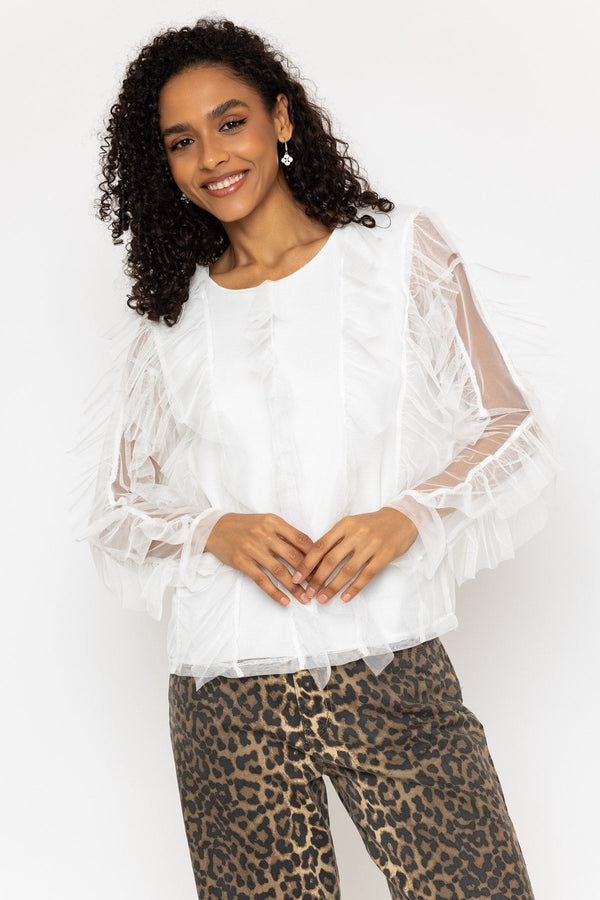 Carraig Donn Ecru Naomi Ruffle Top