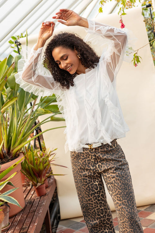 Ecru Naomi Ruffle Top