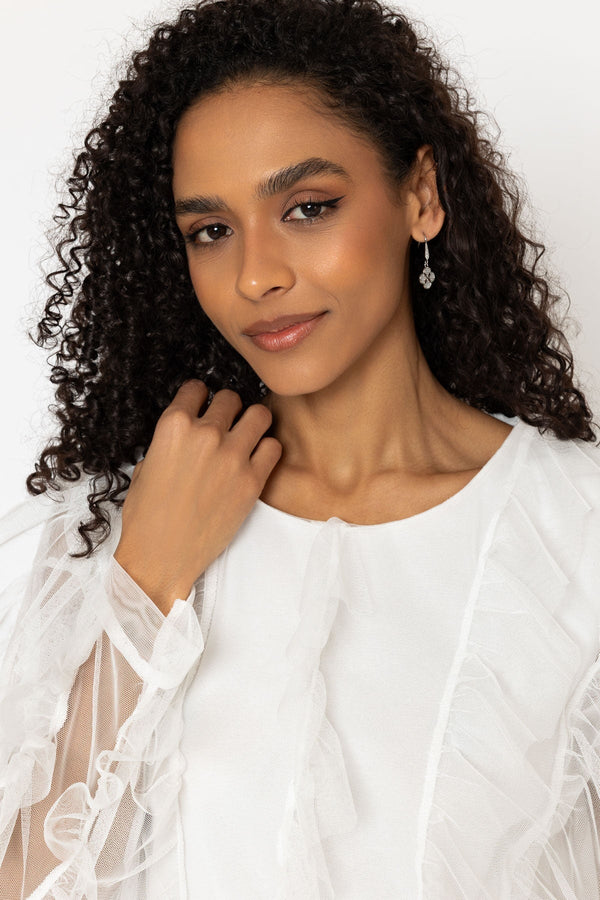 Carraig Donn Ecru Naomi Ruffle Top
