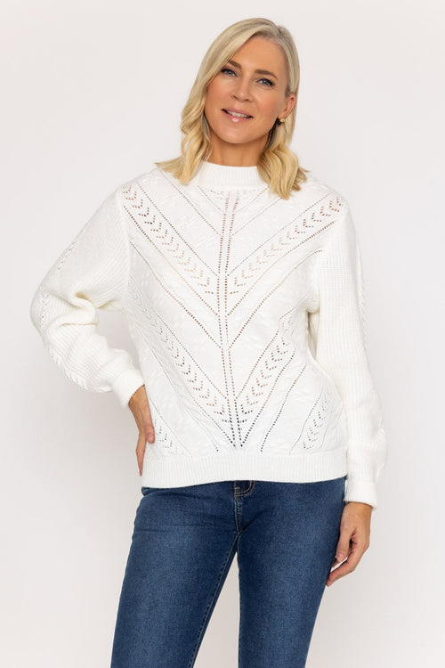 Ecru Pattern Turtleneck Knit Jumper