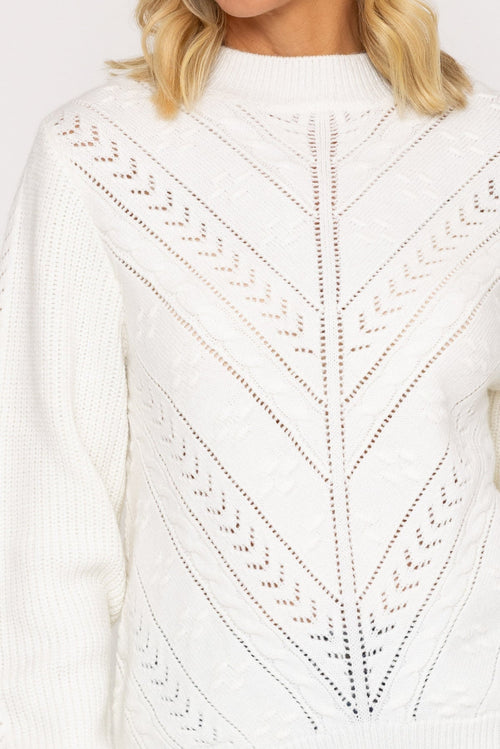 Carraig Donn Ecru Pattern Turtleneck Knit Jumper