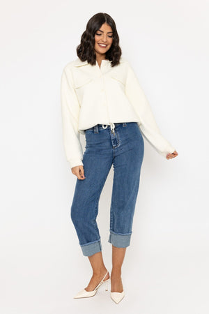 Carraig Donn Ecru Plain Knitted Cardigan