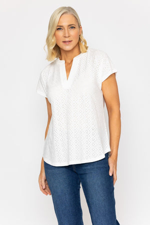 Carraig Donn Ecru Short Sleeve Jersey Top