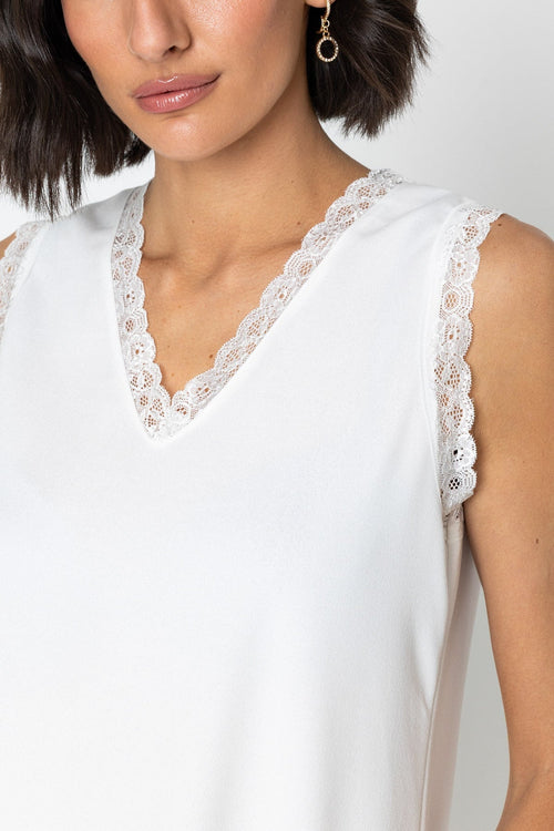 Carraig Donn Ecru Sleeveless Lace Trim Scuba Cami