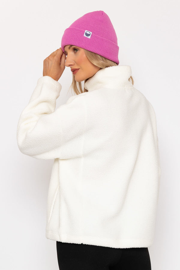 Carraig Donn Ecru Teddy Fleece With Contrast Zip