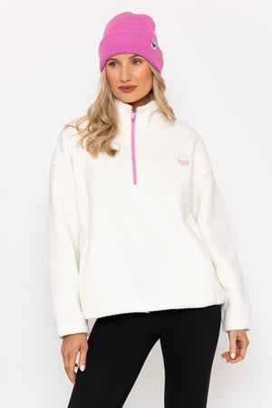 Carraig Donn Ecru Teddy Fleece With Contrast Zip