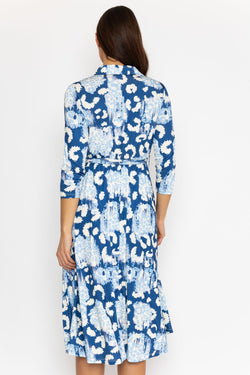 Carraig Donn Eithne Midi Dress in Blue Print