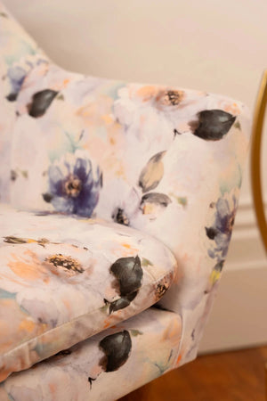 Carraig Donn Ella Navy Floral Print Chair with Wooden Legs