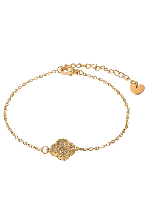 Elowyn White & Crystal Clover Bracelet
