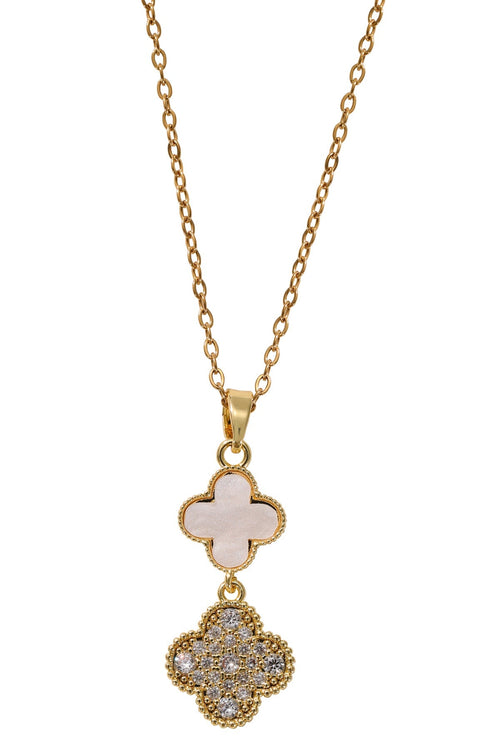 Elowyn White & Crystal Clover Pendant