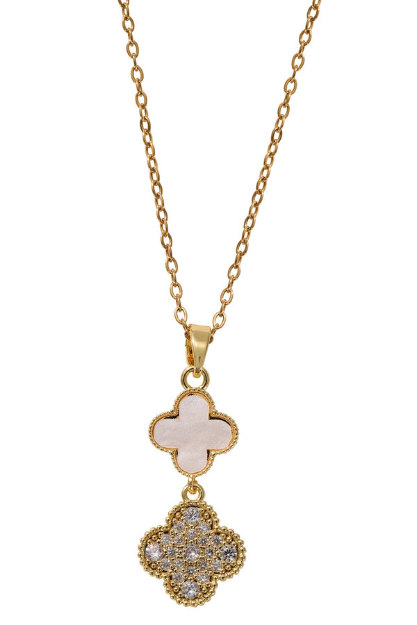 Carraig Donn Elowyn White & Crystal Clover Pendant