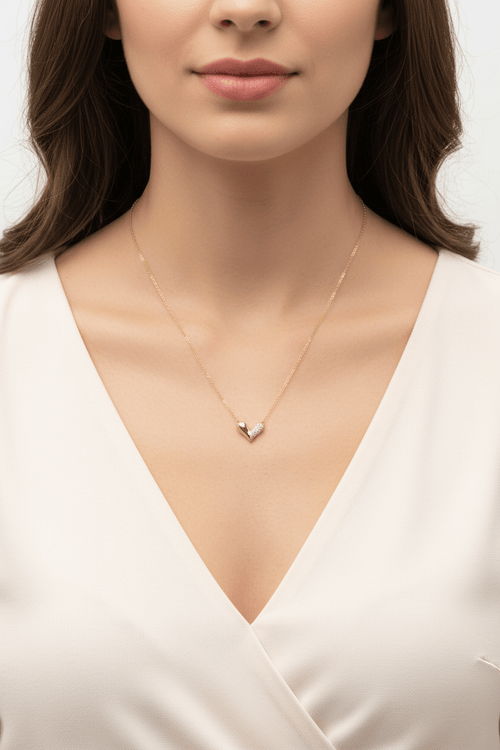 Embellished Gold Heart Necklace