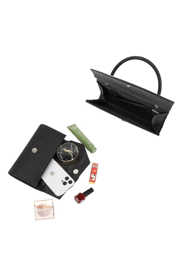 Carraig Donn Embossed Front Black Clutch Bag