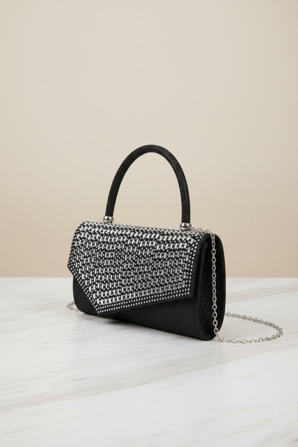 Carraig Donn Embossed Front Black Clutch Bag