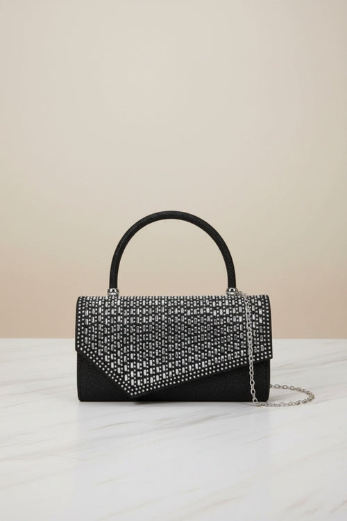 Embossed Front Black Clutch Bag