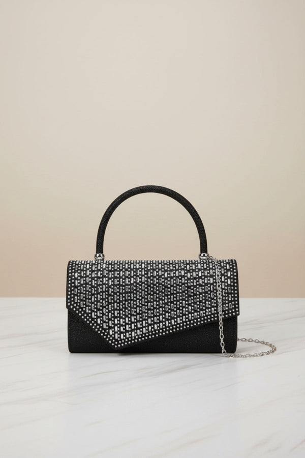 Carraig Donn Embossed Front Black Clutch Bag