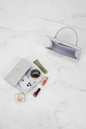 Carraig Donn Embossed Front Silver Clutch Bag