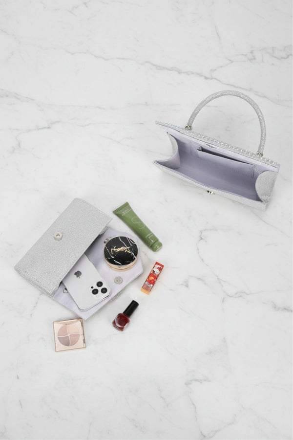 Carraig Donn Embossed Front Silver Clutch Bag
