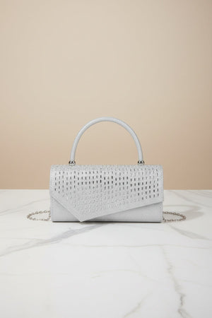 Carraig Donn Embossed Front Silver Clutch Bag
