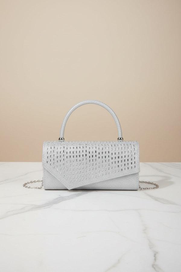 Carraig Donn Embossed Front Silver Clutch Bag