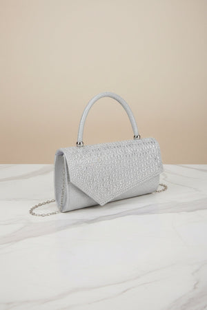 Carraig Donn Embossed Front Silver Clutch Bag