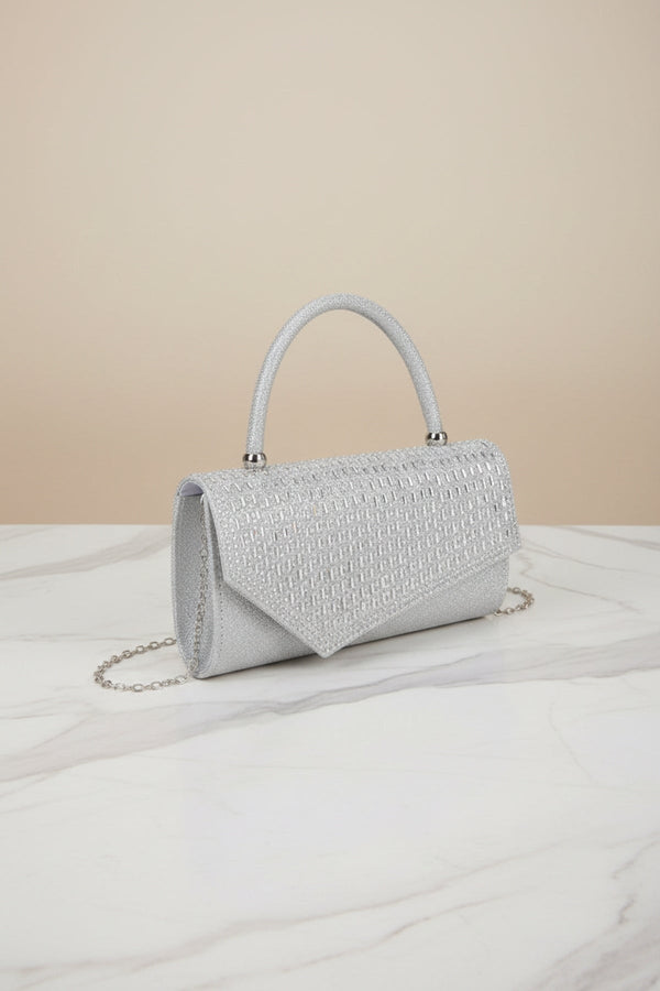 Carraig Donn Embossed Front Silver Clutch Bag