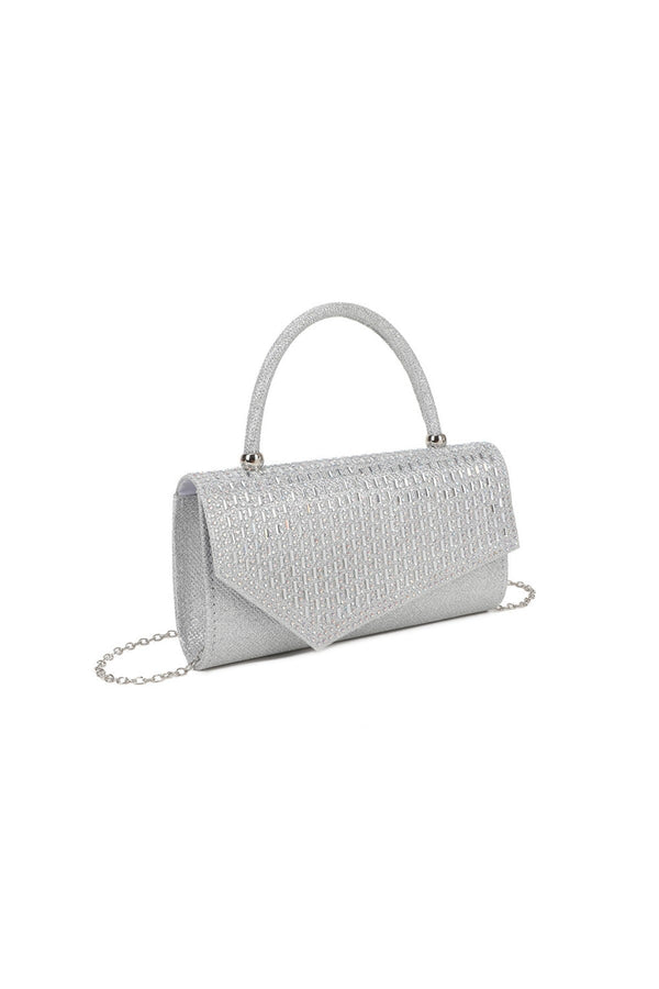 Carraig Donn Embossed Front Silver Clutch Bag