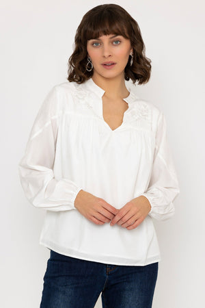 Embroidered Blouse in Ecru