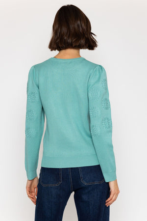 Carraig Donn Embroidered Knit Jumper in Mint