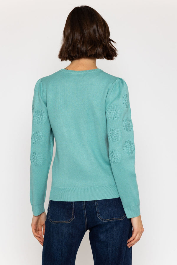 Carraig Donn Embroidered Knit Jumper in Mint