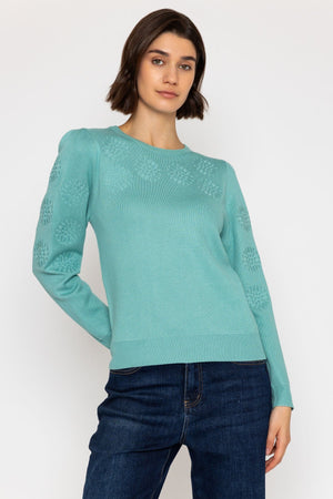 Carraig Donn Embroidered Knit Jumper in Mint