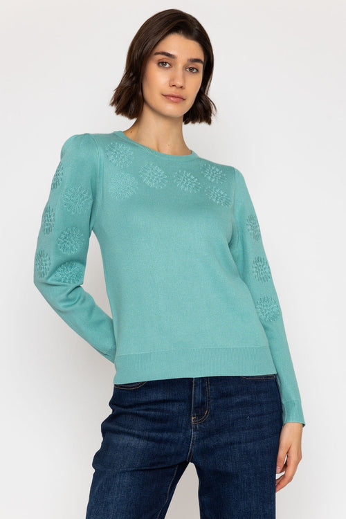 Embroidered Knit Jumper in Mint