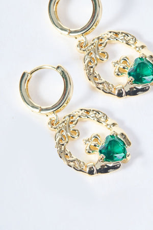 Carraig Donn Emerald Stone Claddagh Earring