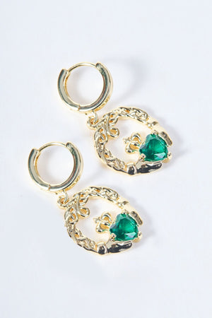 Carraig Donn Emerald Stone Claddagh Earring
