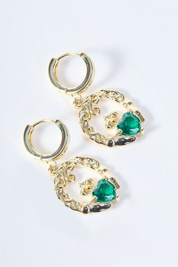 Carraig Donn Emerald Stone Claddagh Earring