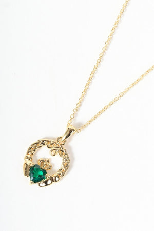 Carraig Donn Emerald Stone Claddagh Pendant Necklace