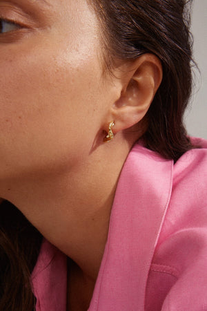 Carraig Donn Evra Organic Shaped Gold Plated Hoops