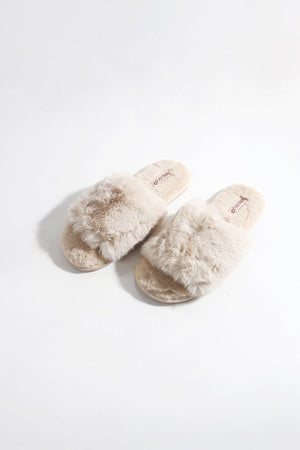 Carraig Donn Faux Fur Mule Slippers in Cream