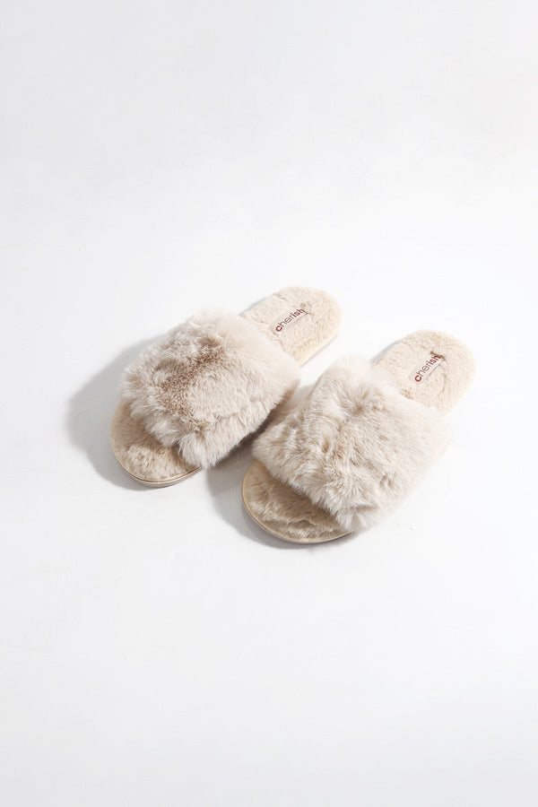 Carraig Donn Faux Fur Mule Slippers in Cream