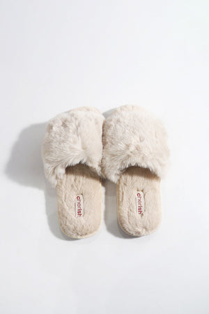 Carraig Donn Faux Fur Mule Slippers in Cream