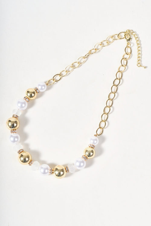 Faux Pearl & Bead Necklace