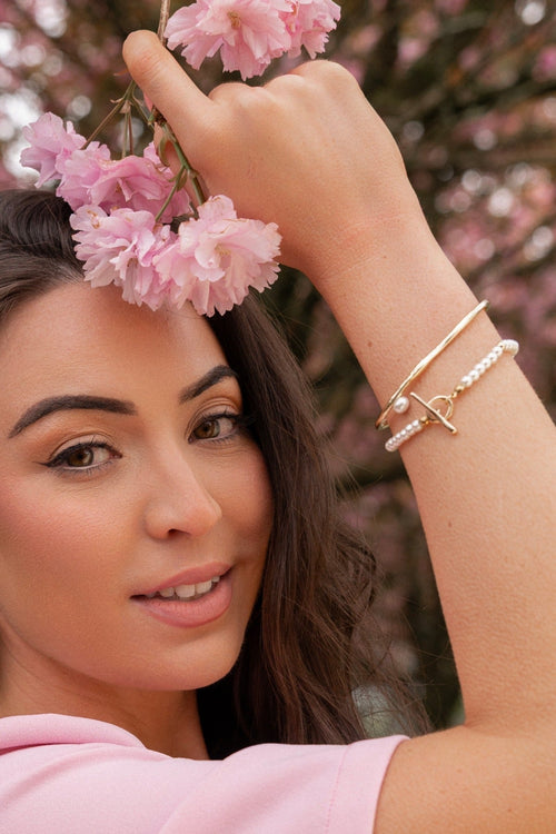 Faux Pearl Bracelet & Bangle Set