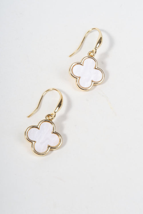 Carraig Donn Faux Pearl Clover Drop Earrings